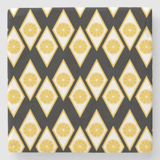モダンなダイヤモンドパターンの柑橘類の切れ ストーンコースター (正面)