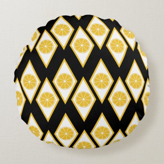 モダンなダイヤモンドパターンの柑橘類の切れ ラウンドクッション (正面)