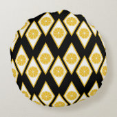 モダンなダイヤモンドパターンの柑橘類の切れ ラウンドクッション (裏面)