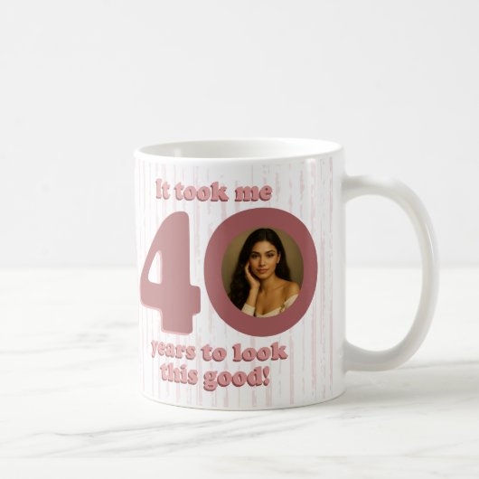 モダンなダスティローズの素敵な40歳の誕生日 女性 コーヒーマグカップ (右)