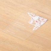 モダンなダスティローズの花のウェディング アクリル招待状 (レイダウン)