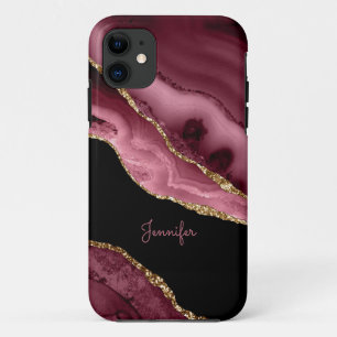 モダンなダスティローズゴールドアゲートクリスタル オーダーメイド iPhone 11 ケース