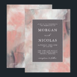 モダンなダスティーコーラルとグレーの筆跡 ウェディング 招待状<br><div class="desc">シンプルでエレガントなこのモダンデザインは、 desert dusty coral(砂漠の色褪せたコーラル)、グレーの各種色合い、サンディベージュ、オフホワイトなどの土色のキャニオンカラーを使用した抽象的な筆跡が特徴です。 カスタムテキストを囲む、豊かなチャコールグレーのフレームが全体を調和させています。 このデザインは、色合いとミニマルなスタイリングにより、独特の芸術的な印象を与え、一年のどの季節のウェディングにも美しくマッチします。 このサンプルテキストは、現代的でスタイリッシュな文体であり、自由にカスタマイズすることができます。</div>