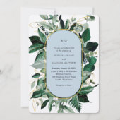 モダンなダスティーブルーのエレガントなボタニカルガーデンウェディング 招待状 (正面)