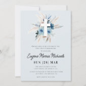 モダンなダスティーブルーのファーストコミュニオン招待状 招待状 (正面)