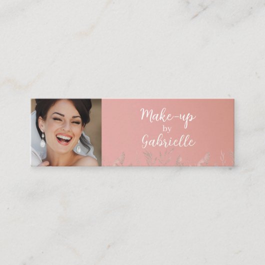 モダンなダスティーローズの植物写真スクリプトQRコード コーリングカード (正面)