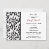 モダンなダマスク柄のブラック＆ホワイトの結婚式前パーティー招待状 招待状 (正面)