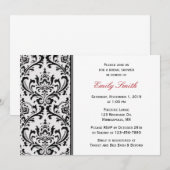 モダンなダマスク柄のブラック＆ホワイトの結婚式前パーティー招待状 招待状 (正面/裏面)