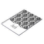 モダンなダマスク織の白黒パーソナライズ ノートブック (左側)