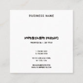 モダンなダメージ加工テキスト ブラック&ホワイト エレガント スクエア名刺 (裏面)