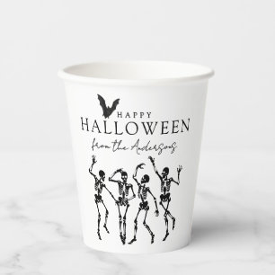 モダンなダンスをするスケルトンのハッピーハロウィン 紙コップ