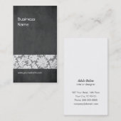 モダンなダークグレーのレースのインテリア・デザイナー 名刺 (正面/裏面)