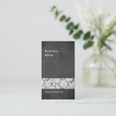 モダンなダークグレーのレースのインテリア・デザイナー 名刺 (スタンド正面)