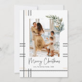 モダンなチェック柄の手書きクリスマスホリデー写真カード シーズンカード (正面)