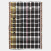 モダンなチェック柄 ブラック＆ホワイト スローブランケット (正面縦)