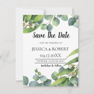モダンなチックなユーカリの結婚式 Save the Date セーブザデート
