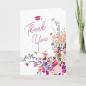 モダンなチックなワイルドフラワーのスクリプト ボーホー 卒業式カード サンキューカード (正面)