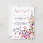 モダンなチックな野生の花のスクリプトによるブライズシャワー サンキューカード (正面)