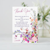 モダンなチックな野生の花のスクリプトによるブライズシャワー サンキューカード (スタンド正面)