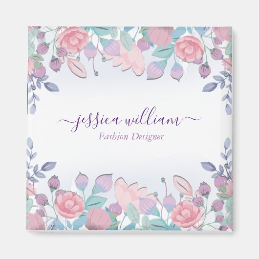 モダンなチャイコ 水彩 ブルー ハイドランジア フラワーズ マグネット (正面)