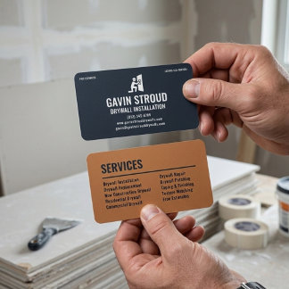 モダンなチャコールとカッパーのドライウォール専門職カード 名刺