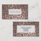 モダンなチャコールグレーのバラの金ゴールドのヒョウの化粧 名刺 (正面/裏面)