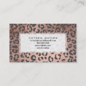 モダンなチャコールグレーのバラの金ゴールドのヒョウの化粧 名刺 (裏面)