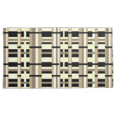 モダンなチャコールグレー、タン、ブラック、アイボリーのチェック柄 枕カバー (正面右)