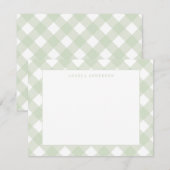 モダンなチャック パステル ミントグリーン ギンガム チェック ノートカード (正面/裏面)