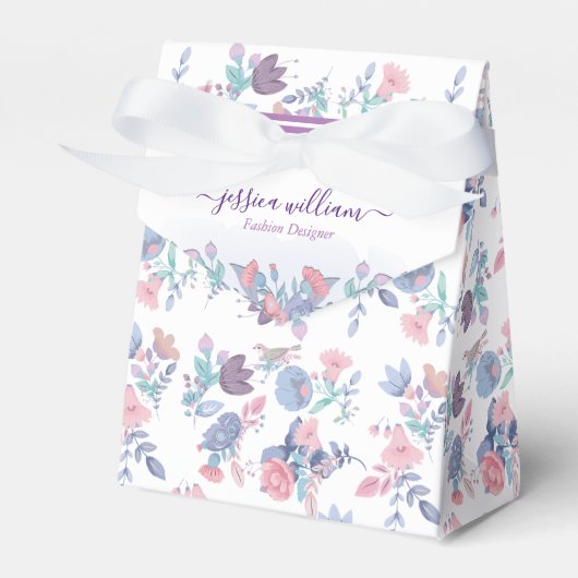 モダンなチャーム 水彩 ブルー ハイドランジア フラワーズ フェイバーボックス (正面サイド)