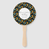 モダンなチーターの動物プリント ファー ウェディング ラウンド ハンドファン (正面)