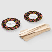 モダンなチーターの動物プリント ファー ウェディング ラウンド ハンドファン (組立なし)