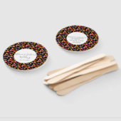 モダンなチーター柄のファーリーウェディングラウンド ハンドファン (組立なし)