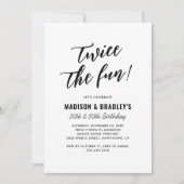 モダンなツインズバースデーパーティー 招待状 (正面)