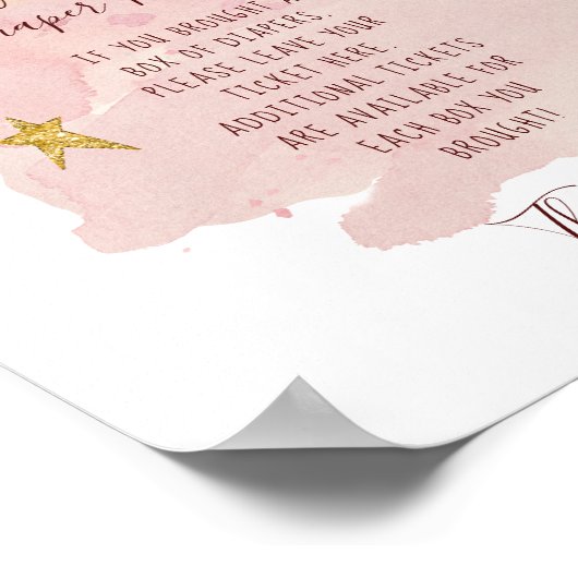 モダンなツinkle リトルスター ピンク おむつくじ看板 ポスター (角)