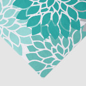 モダンなティール(緑がかった色)および灰色の花柄 薄葉紙 (詳細)