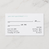 モダンなティール（緑がかった色）のエレガントなダマスク織のアポイントメントカード 予約カード (裏面)