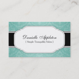 モダンなティール（緑がかった色）のエレガントなダマスク織のアポイントメントカード 予約カード