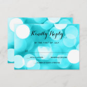 モダンなティール(緑がかった色)のグリッターはバルミツワーRSVPをつけます 出欠カード (正面/裏面)