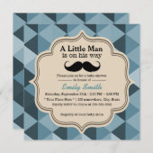 モダンなティール(緑がかった色)の三角形の髭のベビーシャワー 招待状 (正面/裏面)