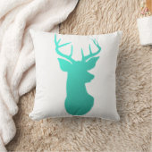 モダンなティール(緑がかった色)の青いトナカイ/枝角の自然 クッション (ブランケット)