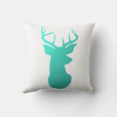 モダンなティール(緑がかった色)の青いトナカイ/枝角の自然 クッション (裏面)