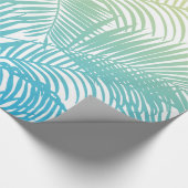 モダンなティール(緑がかった色)の黄色の熱帯ヤシの木パターン ラッピングペーパー (角)