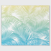 モダンなティール(緑がかった色)の黄色の熱帯ヤシの木パターン ラッピングペーパー (フラット)