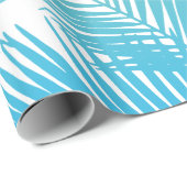 モダンなティール(緑がかった色)の黄色の熱帯ヤシの木パターン ラッピングペーパー (ロールコーナー)