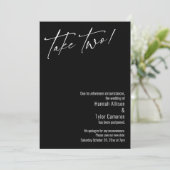 モダンなテイクツー！ 黒の延期結婚式カード 招待状 (スタンド正面)