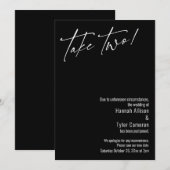 モダンなテイクツー！ 黒の延期結婚式カード 招待状 (正面/裏面)