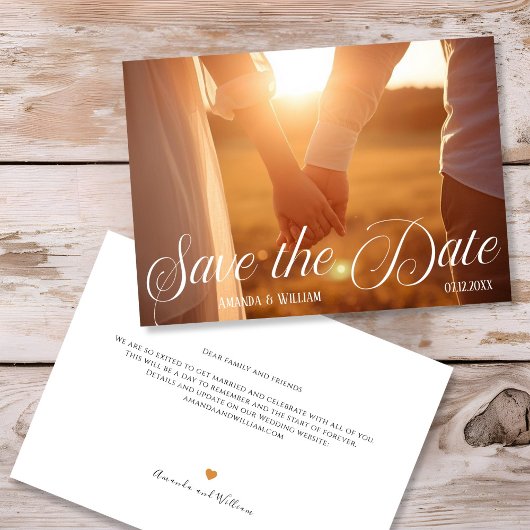 モダンなテキストと写真の結婚式 セーブザデート