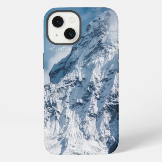 モダンなテキストの入った雪山の画像 iPhoneケース (裏面)