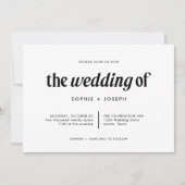 モダンなテキスト | QRコード付きのブラック＆ホワイトの結婚式 招待状 (正面)